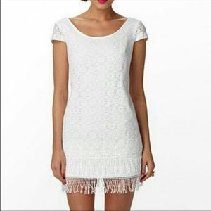 Lilly Pulitzer Nicolette Dress White Fringe Lace
